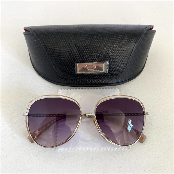 Oscar de la Renta Accessories - OSCAR de la RENTA Silver Oversize Teardrop Sunglasses Embellished